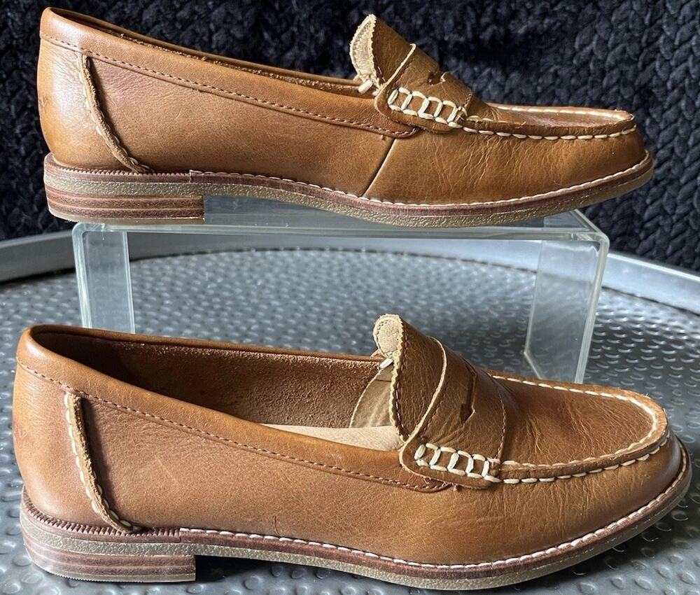 Women's Sperry Brown Leather Slip On Penny Loafers Size 6.5
